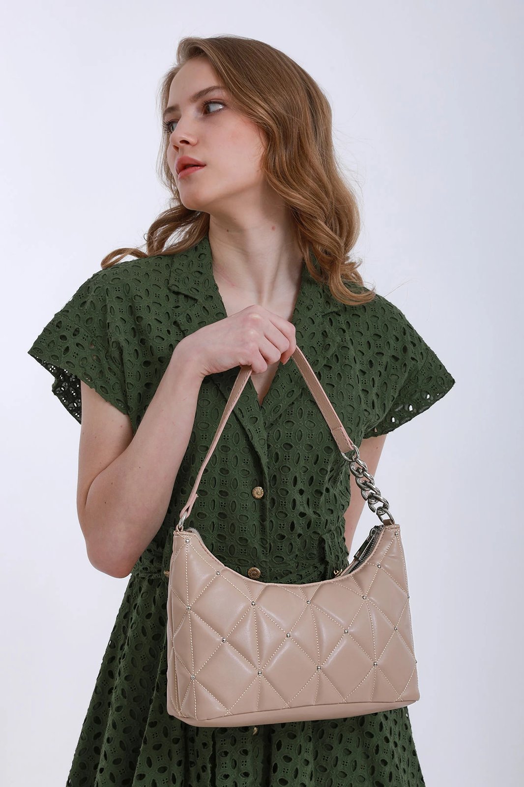 Çantë shpatullë Zoozie Bags, 22YV10-003, ngjyrë mink