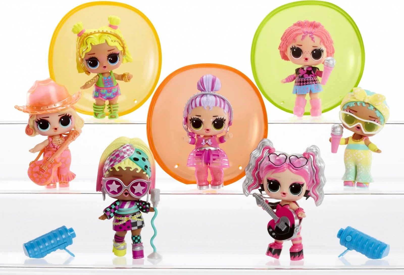 Kukull L.O.L. Surprise Neon Pop Stars Mix, MGA, 120674-EUC, me aksesorë dhe dritë UV