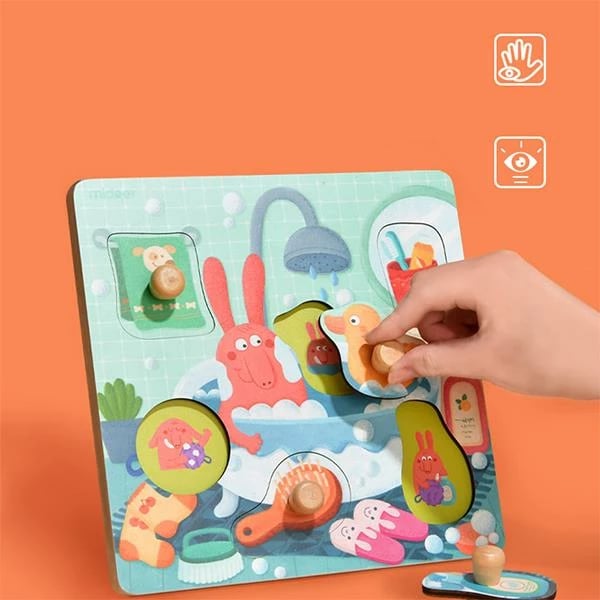 Puzzle druri Mideer "Bath Time" 22.5x22.5cm 6 pjesë