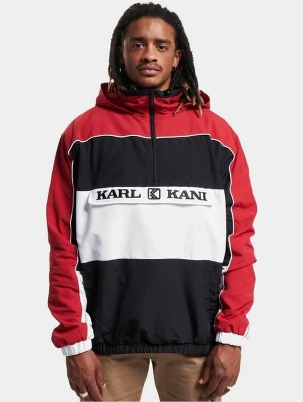Xhaketë për meshkuj Karl Kani, Retro Block Windbreaker, e bardhë me të zi dhe të kuqe