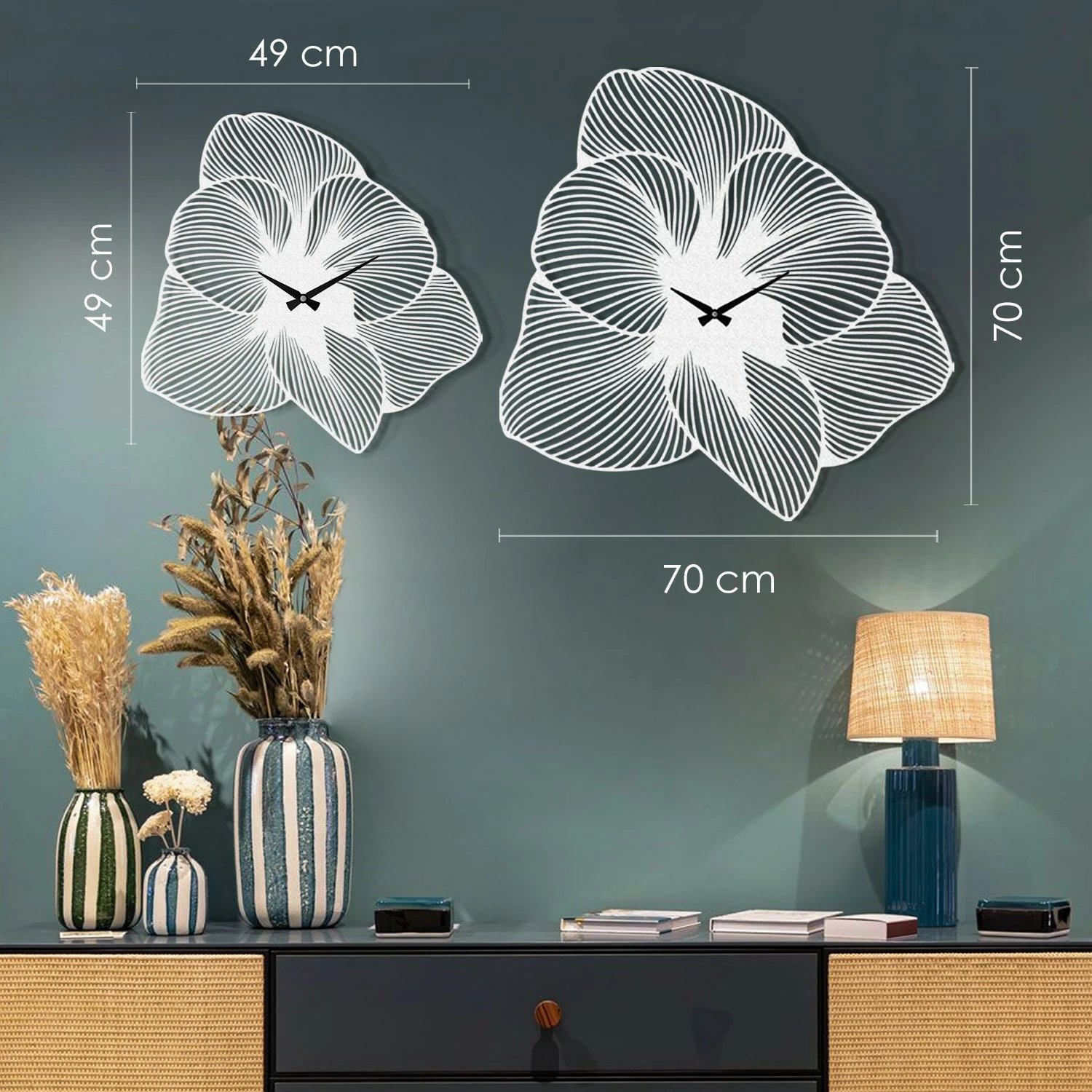 Orë muri dekorative metalike, Wallity Azalea v2, e bardhë, 70x70cm