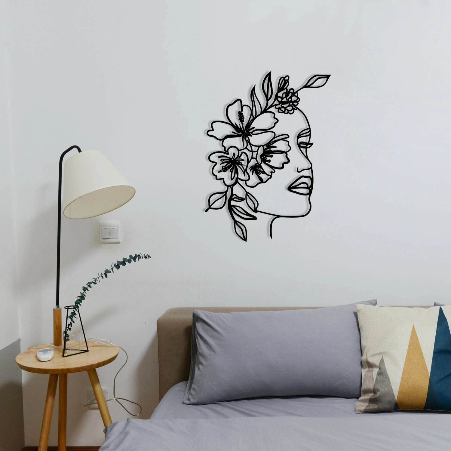 Aksesor dekorativ metalik për mur, Wallity Farfalla, ngjyrë e zezë, 39x53cm