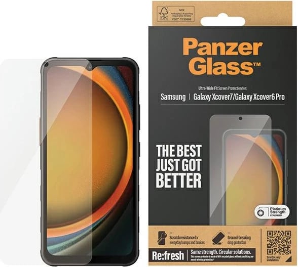 Mbrojtës xhami PanzerGlass Ultra-Wide Fit për Samsung Galaxy Xcover7/Xcover6 Pro