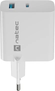Karikues Natec Ribera GaN 65W me USB-A dhe USB-C, i bardhë