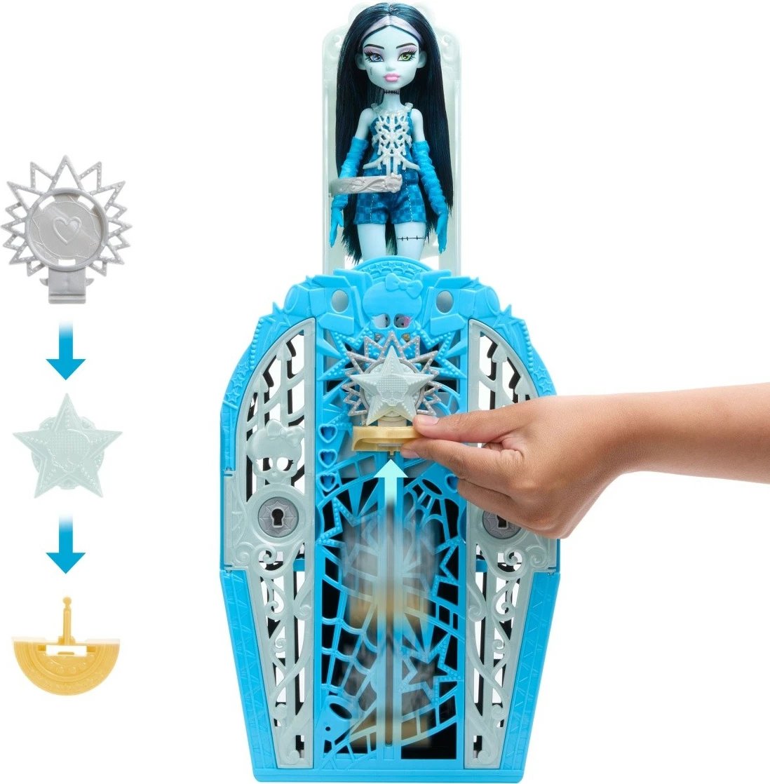 Kukull Monster High Mattel Frankie Stein Ghostly Secrets me gardërobë dhe aksesorë, shumëngjyrëshe
