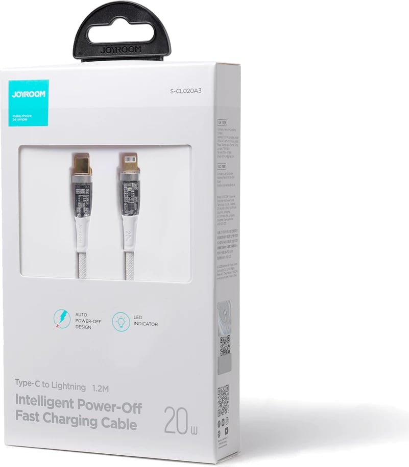 Kabllo Joyroom Star-Cloud Series A3 USB-C në Lightning, 1.2m, 20W, Bardhë