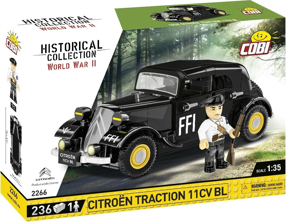Set ndërtimi Cobi Klocki Citroen Traction 11CV BL, 236 pjesë, me figurë, e zezë