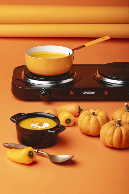 Sobë elektrike dy-pllaka Adler MS6509 2000W pllaka 185mm + 155mm rregullim temperaturë 5-nivelesh e zezë