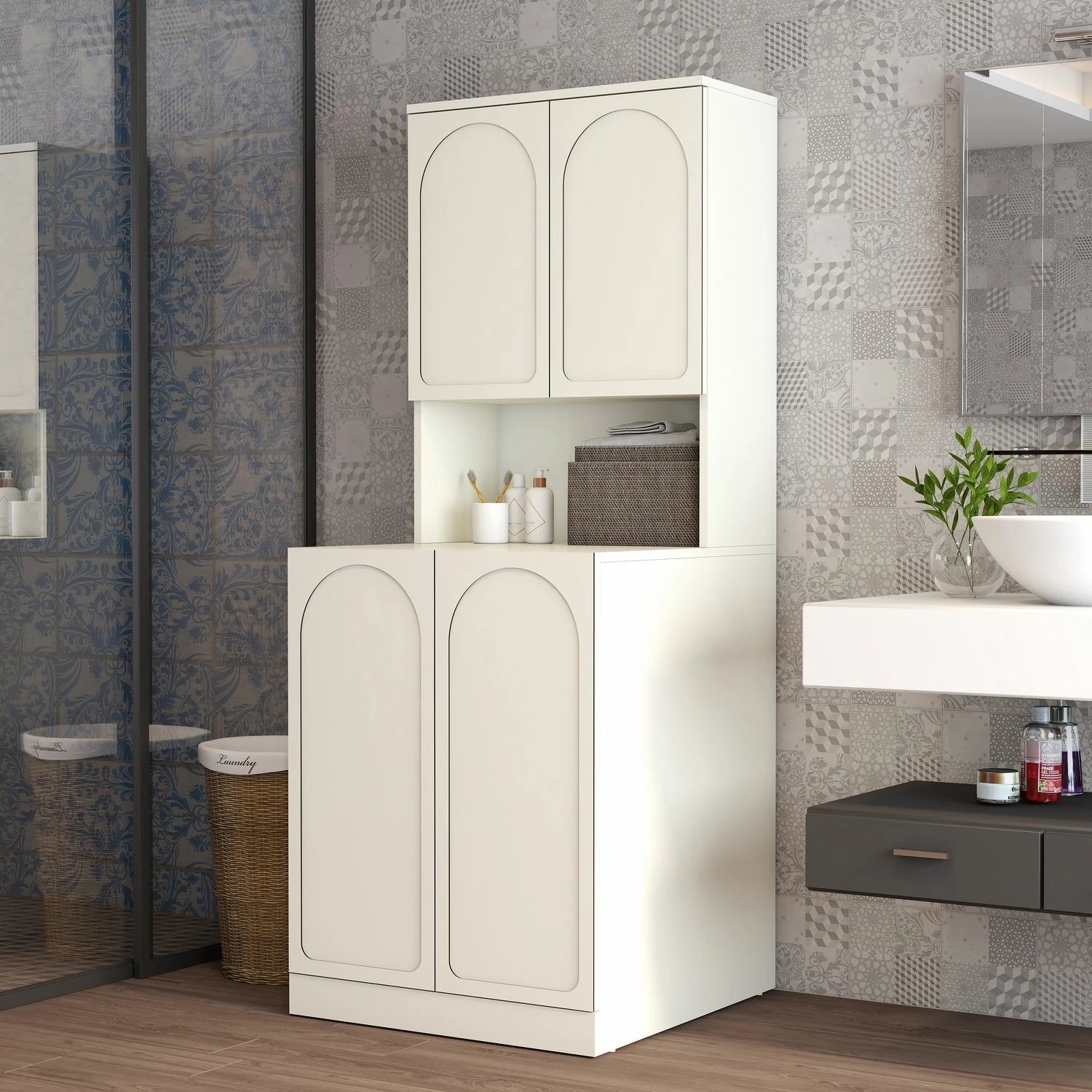 Dollap për lavatriçe, krem, Skye Decor Lyon 73