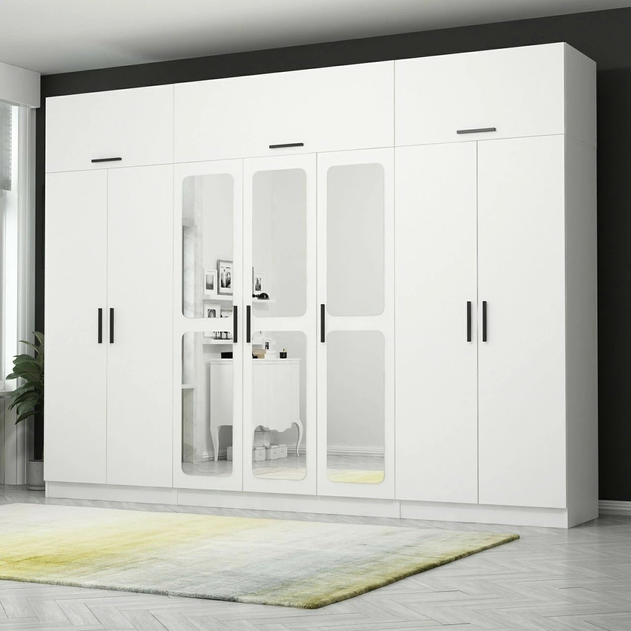 Dollap Skye Decor, i bardhë, 315x235x52cm, 13 pjesë