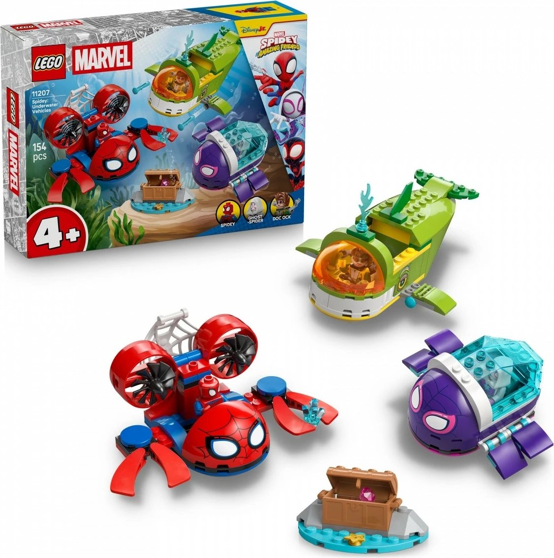 Set ndërtimi, LEGO Marvel, 11207 Spidey: Underwater Vehicles, 154 pjesë, 4+, set i vogël