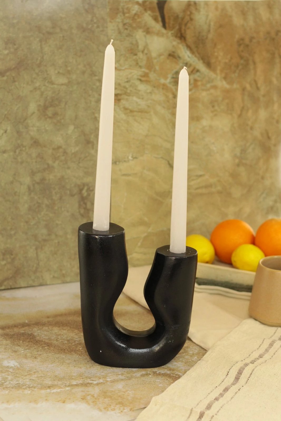 Set qiri mbajtës prej betoni, 3 copë, ngjyrë e zezë, Evila Originals, asimetrik