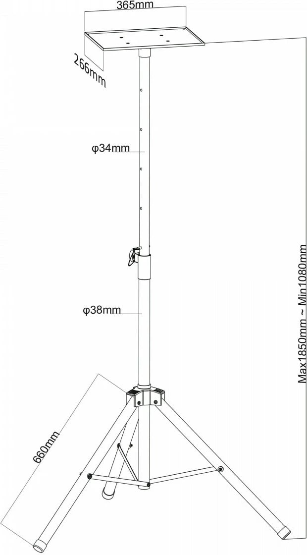Stativ portativ për projektor Maclean MC-953, 1.7m, i zi