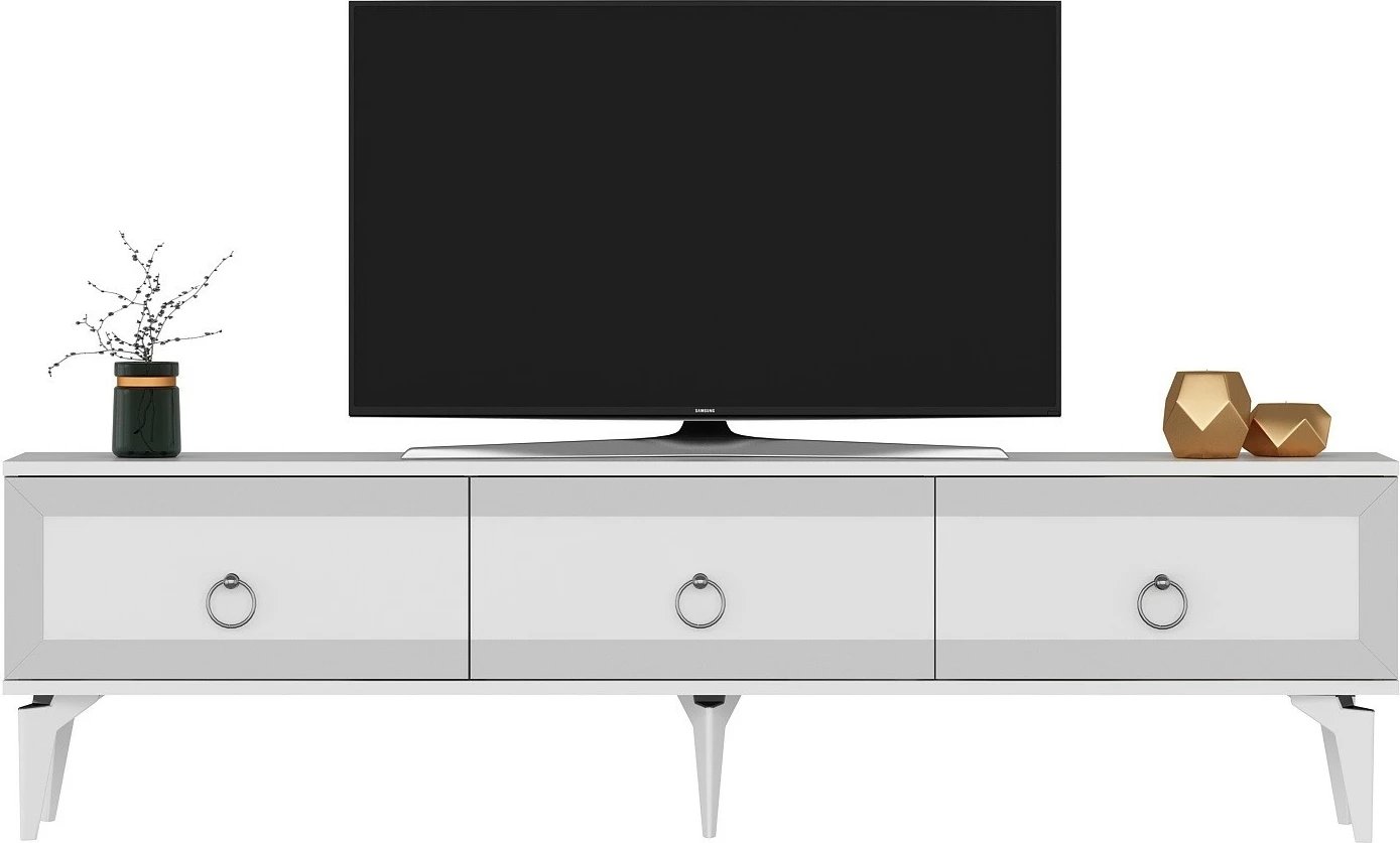 Komodë TV Hanah Home, Ponny, e bardhë, argjend