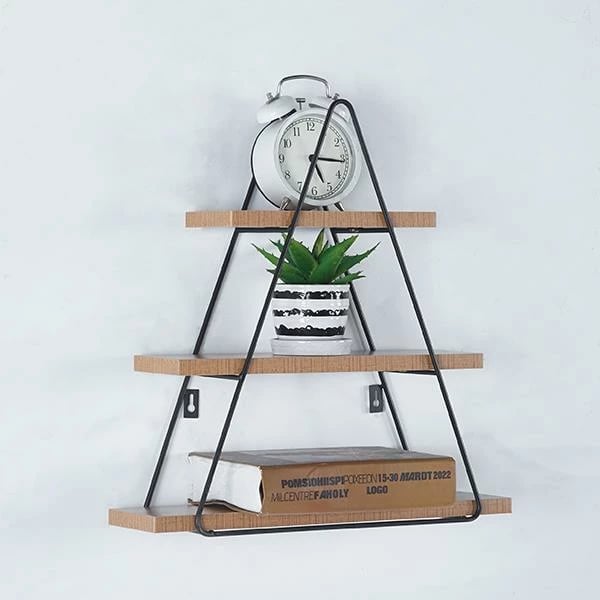 Raft trekëndor i montuar në mur NEXT, 3 pozicione, Metalik, 40x11.5xH41.5cm, Ngjyrë e zezë