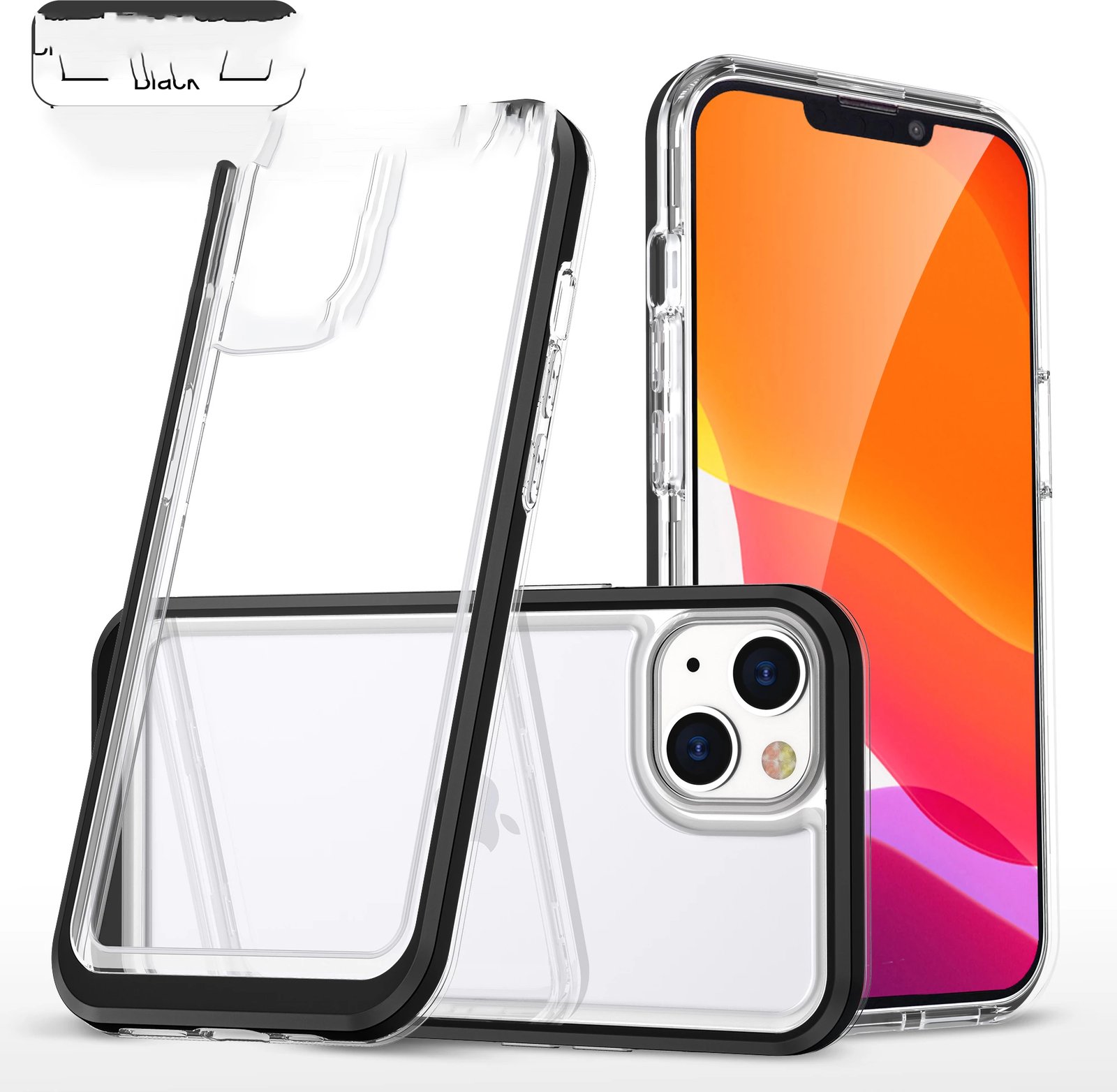 Mbështjellës Hurtel Hybrid Armor Clear 3in1 për iPhone 13 mini, i tejdukshëm me kornizë të zezë