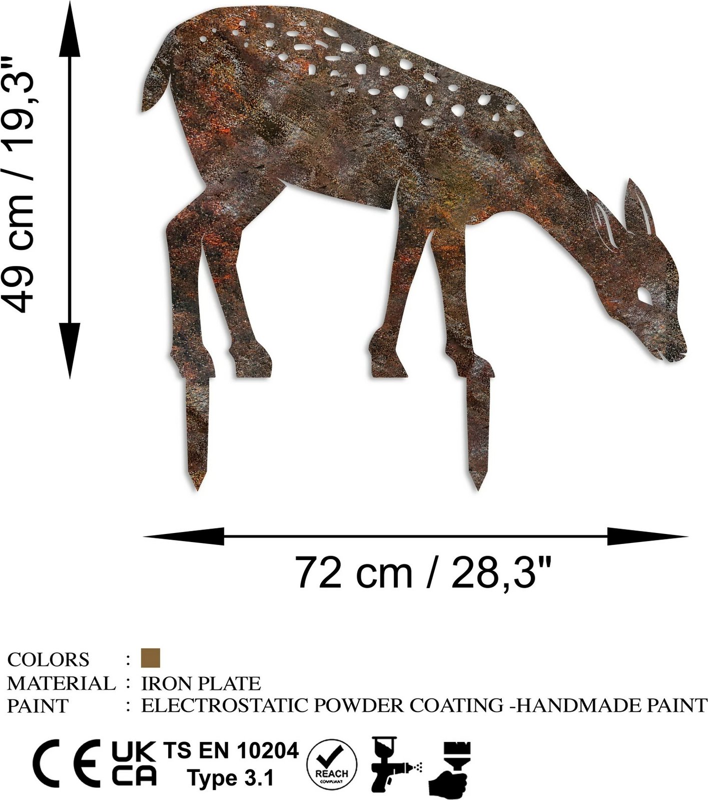 Objekt dekorativ për kopsht, Aberto Design, Gazelle -A 01, shumëngjyrësh, 64x72cm