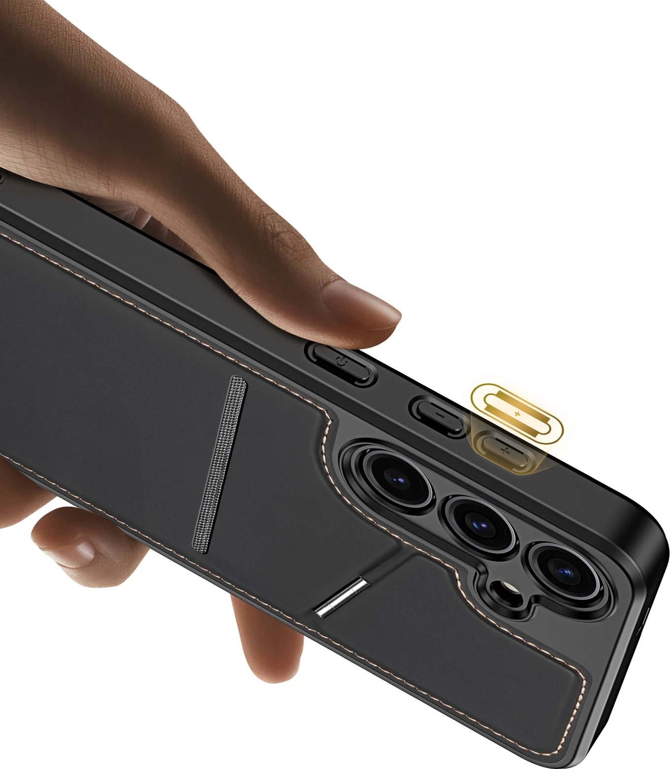 Mbështjellës Dux Ducis Rafi II Mag për Samsung Galaxy S24, me portofol dhe qëndrim, i zi