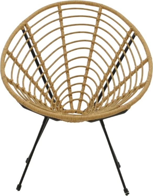 Karrige Naoki pe natyrale-këmbë metalike të zeza 78x74x87cm