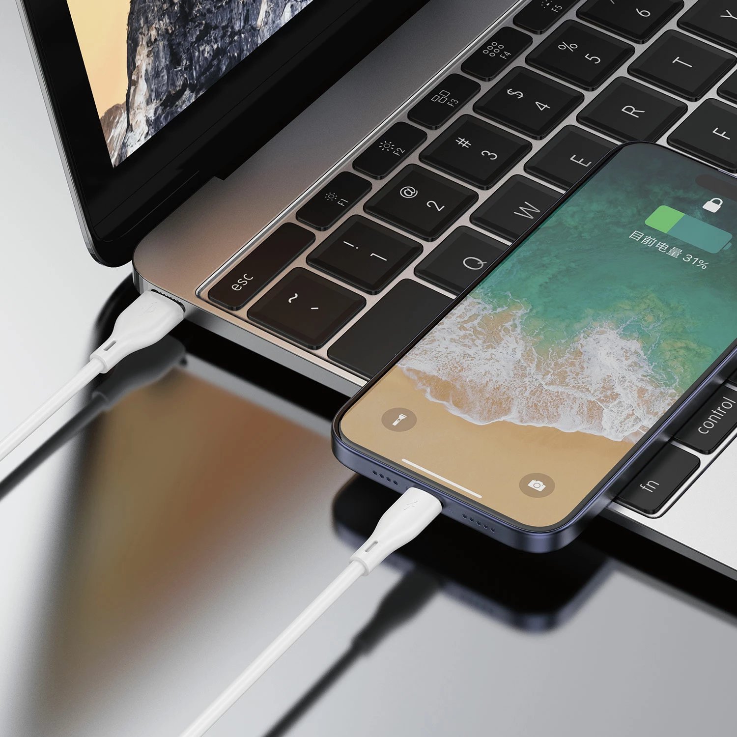 Kabllo Dudao L2L, USB në Lightning, 1m, 3A, e bardhë