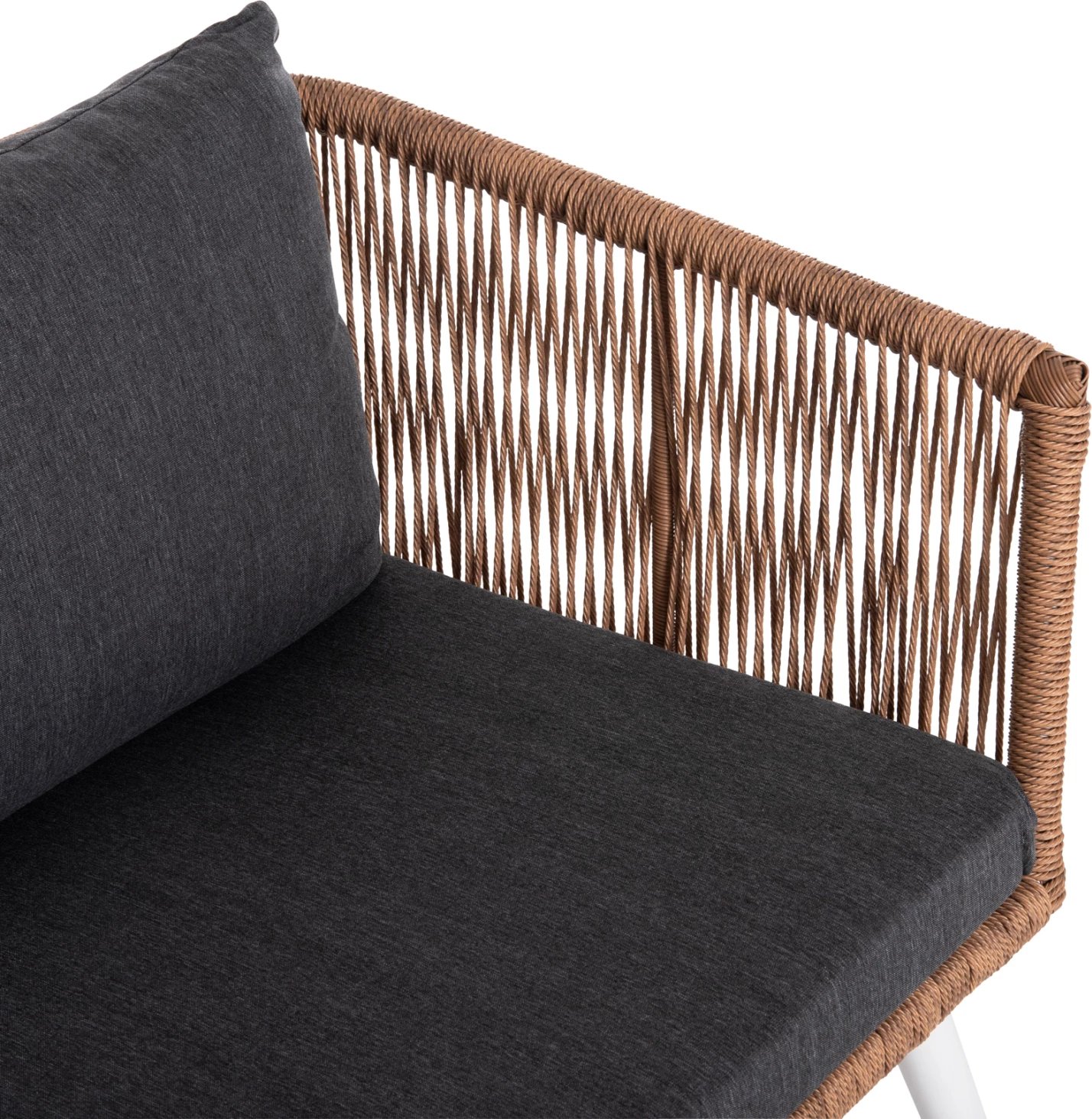 Set salloni jashtë 4 copë FREJA FH6057.01 alumin në të bardhë-PE rattan në bezhë-jastëk antracit