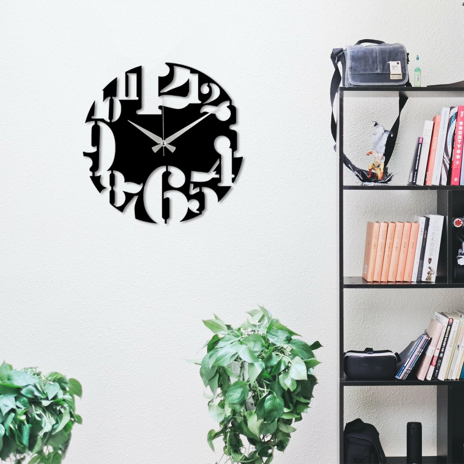 Orë muri dekorative metalike Wallity, Enzoclock - S001, e zezë, 48x48cm