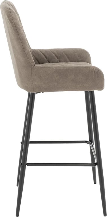 Karrige për bar Delicacy këmbë metalike të zeza-material ngjyrë gri-kafe antike