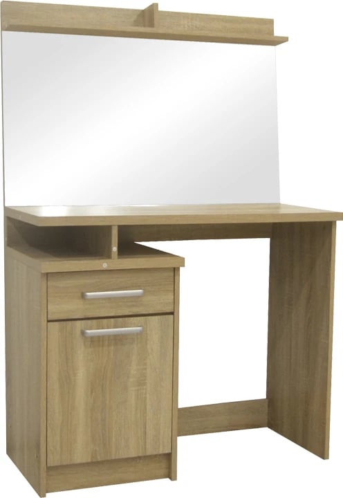 Tavolinë grimi me pasqyrë Olympus, ngjyrë lisi e çelët, 90.5x39.5x75cm