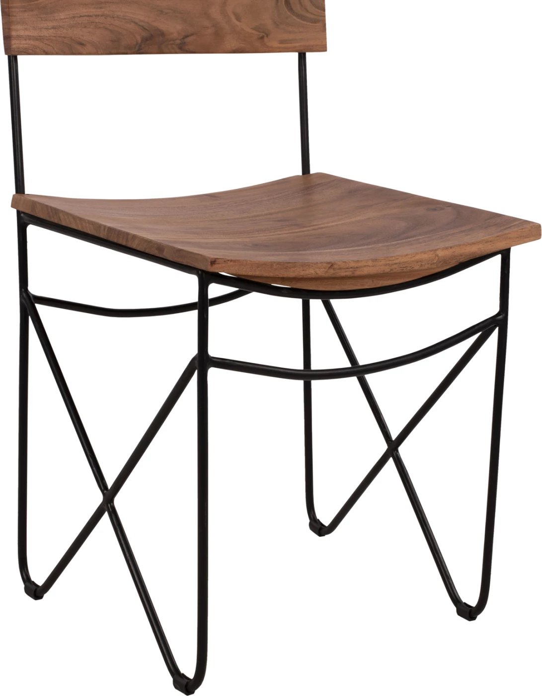 Karrige prej druri të ngurtë akacie dhe metali, ngjyrë natyrale, 46x51x84 cm, FH8180.11