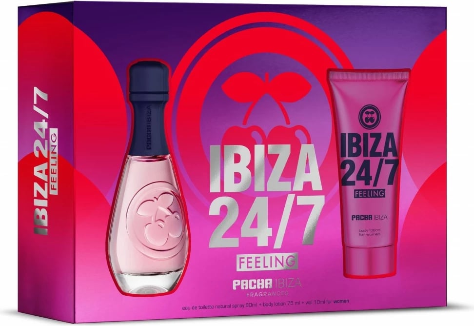 Set parfum dhe krem trupi për femra PACHA Ibiza 24/7 Feeling Her, 80ml + 75ml