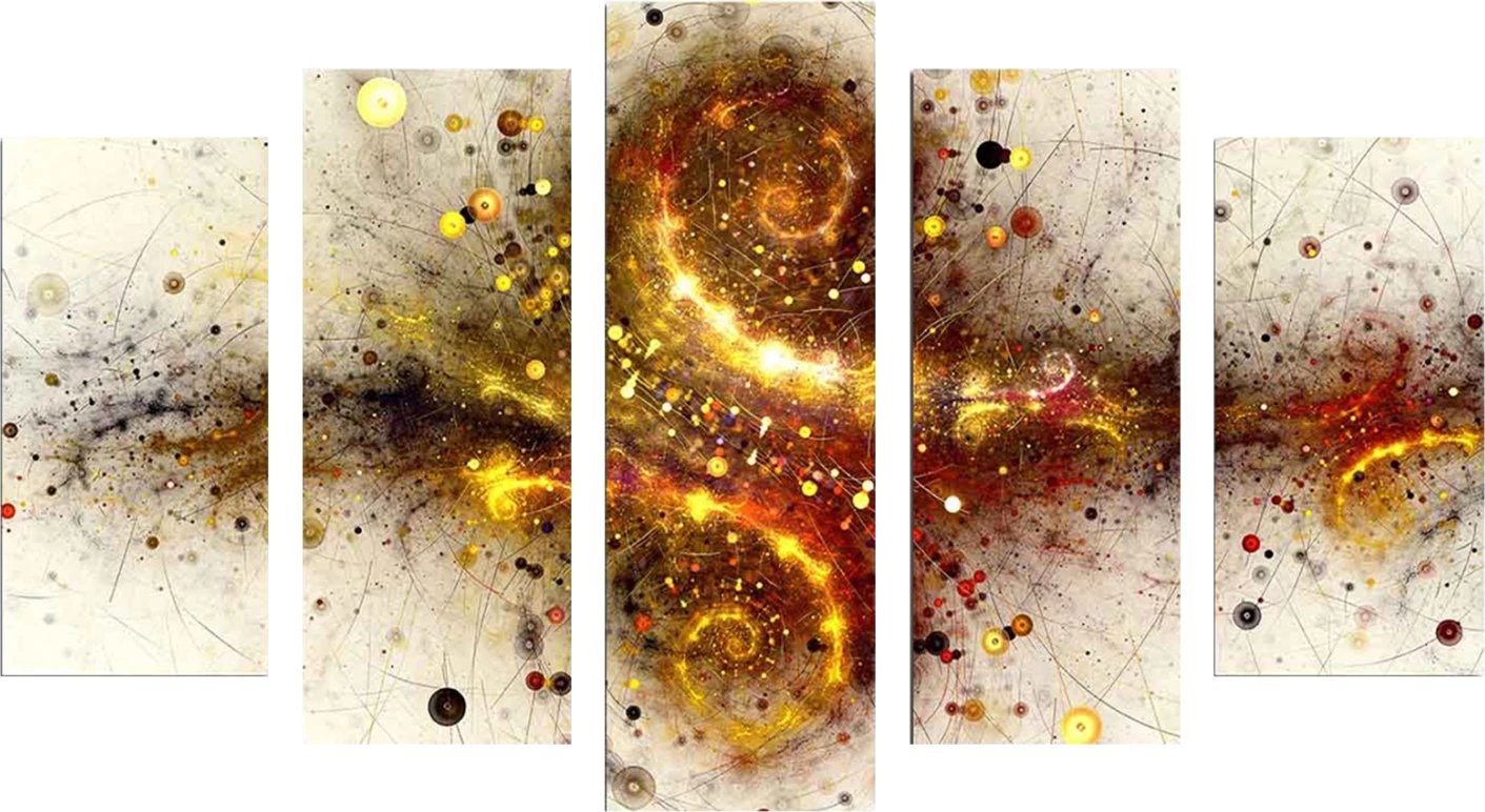 Pikturë dekorative 5 pjesëshe, dizajn eksplozioni, MDF, FH7206.07, 100x60x0.3cm