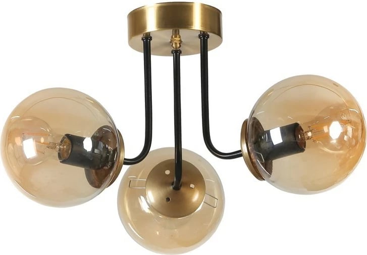 Llambë tavani Opviq Pablo 3 llampa, ngjyrë amber dhe ari