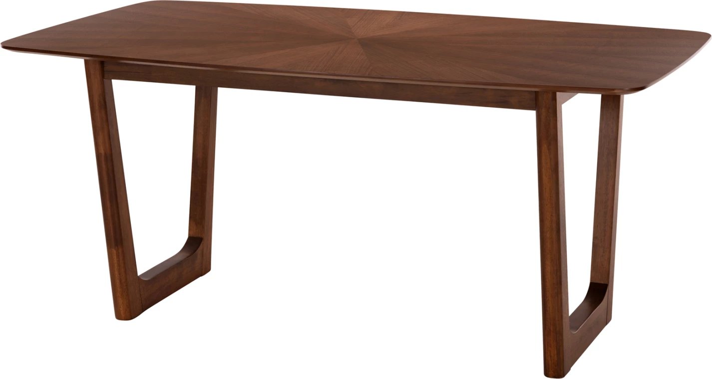 Tavolinë drejtkëndore për ngrënie RINER FH9745 MDF me finiturë arre në stil sunburst 180x90x76H cm