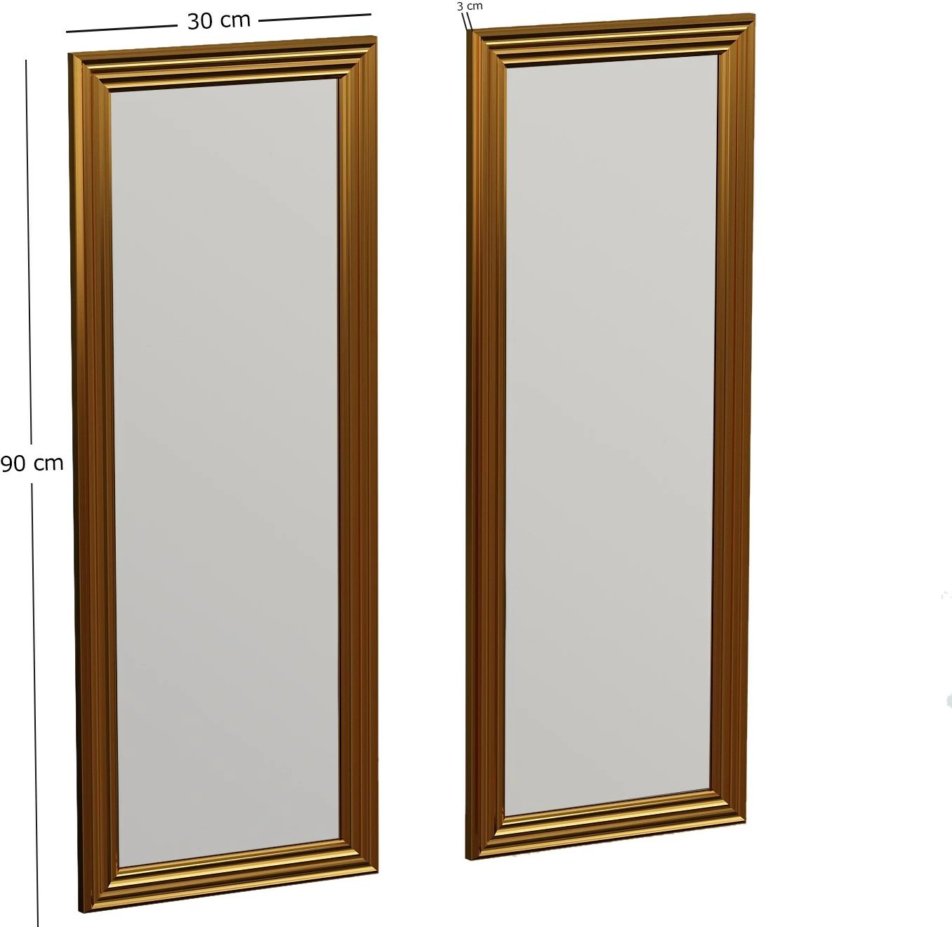 Set pasqyrash (2 copë), Hanah Home, Candy, ngjyrë ari