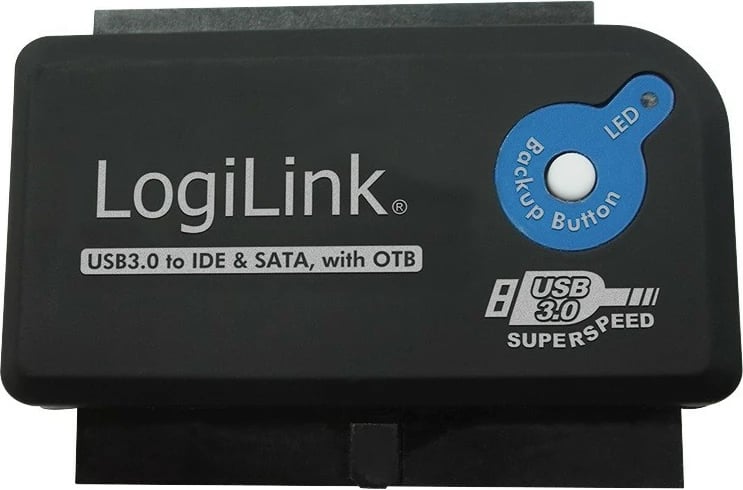 Adapter USB 3.0 LogiLink AU0028A për IDE/SATA me OTB, i zi
