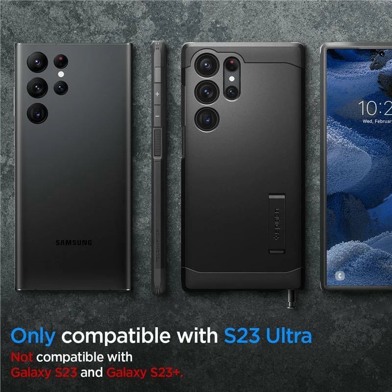 Mbështjellës Spigen Tough Armor për Samsung Galaxy S23 Ultra, i zi