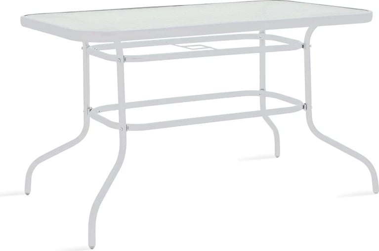 Tavolinë me karrige për terasë Valor-Obbi I set prej 5 copash metal-pe e bardhë