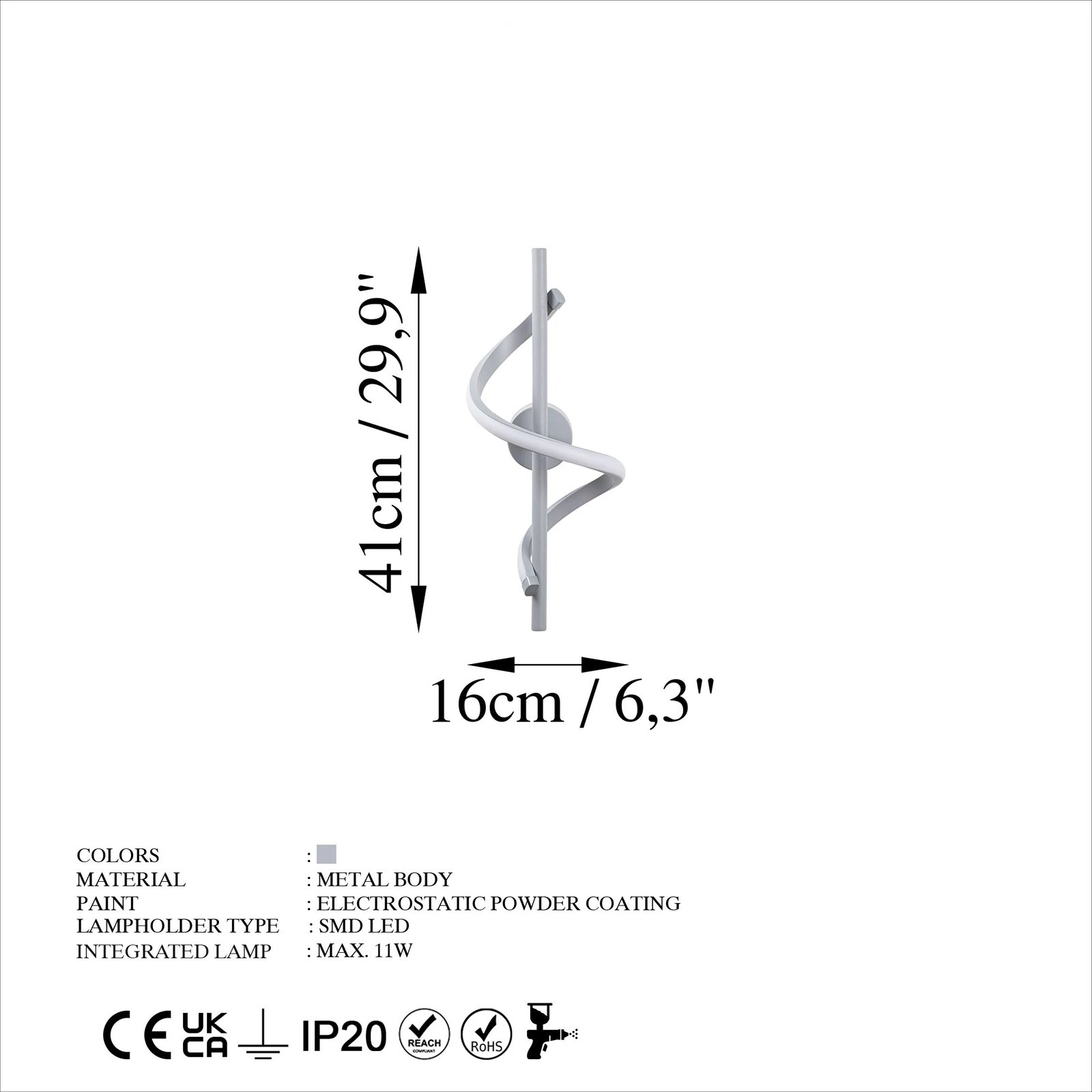 Llambë muri Opviq, Lıkma - 13512, ngjyrë gri