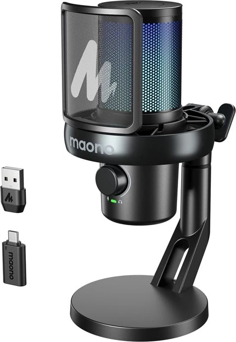Mikrofon kondensator wireless Maono DM40 Pro, AI Voice Changer, RGB, i zi