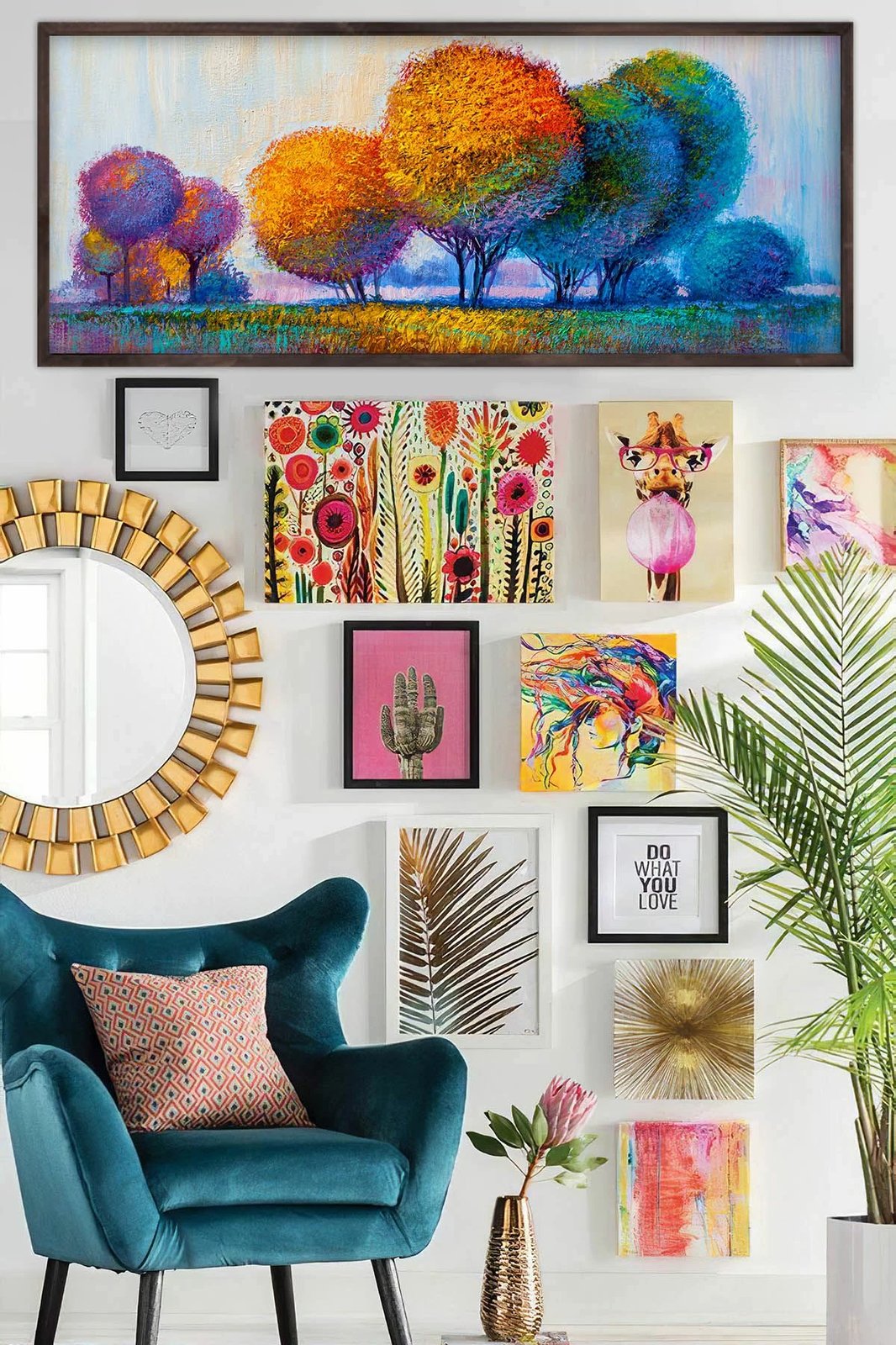 Pikturë dekorative me kornizë, MDF, Wallity, shumëngjyrëshe, 33x70cm