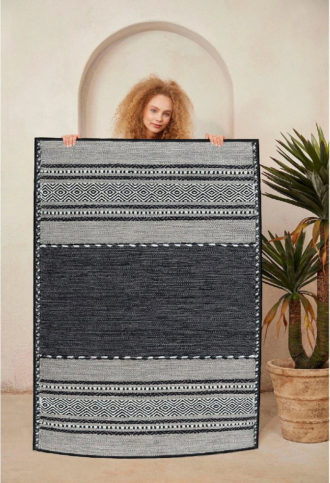 Qilim (50x80) Conceptum Hypnose, Woosonıl132, pambuk, ngjyrë bardhë, gri, e zezë