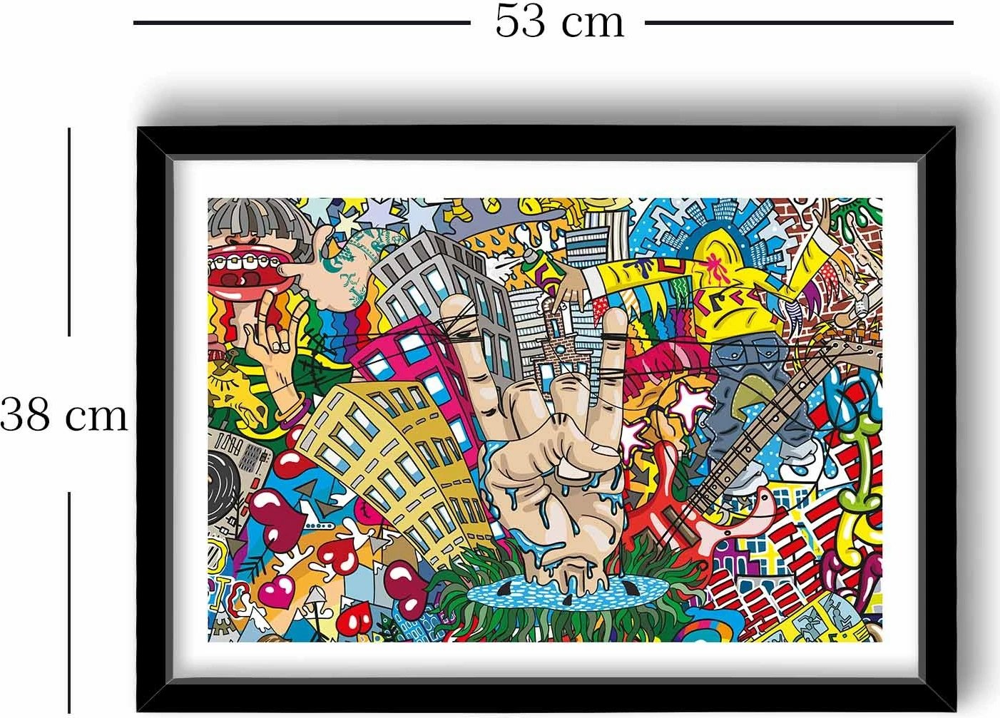 Pikturë dekorative me kornizë, MDF, shumëngjyrëshe, 3550POP-012