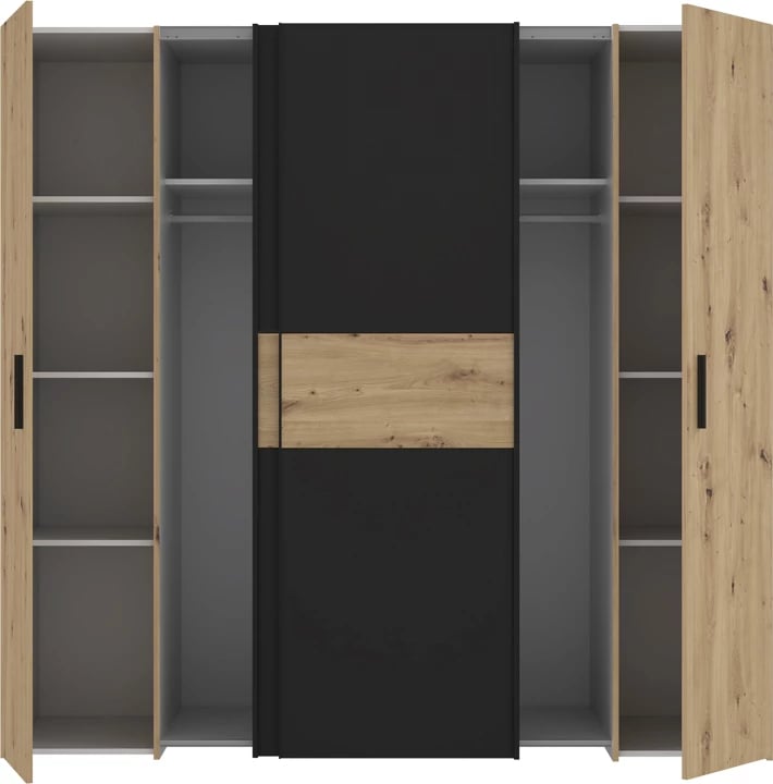 Dollap Bekerk, melaminë, ngjyrë e zezë-lisi, 200x61.5x190.5cm