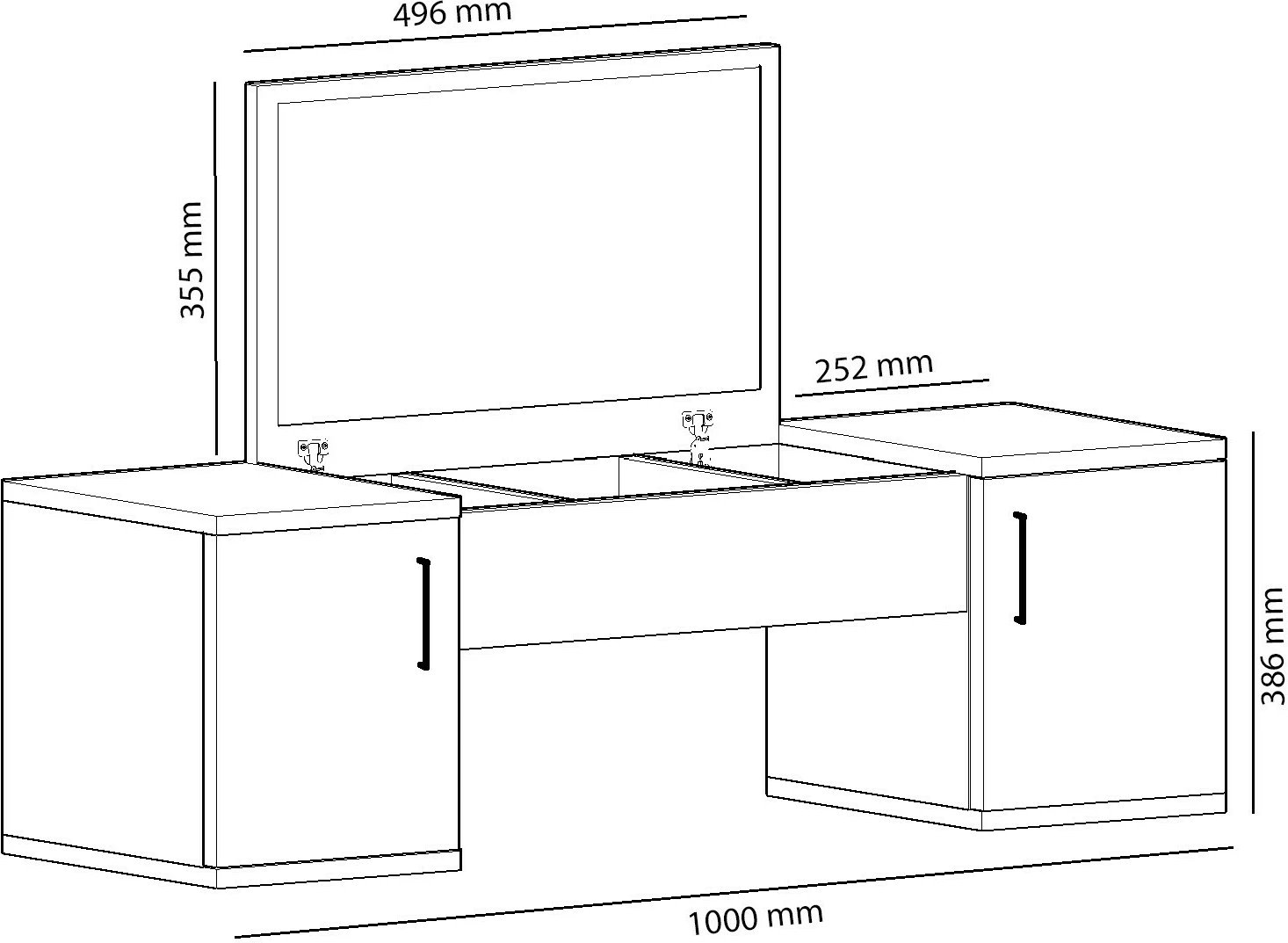 Tavolinë grimi Hanah Home, ngjyrë arre e çelët, antracit