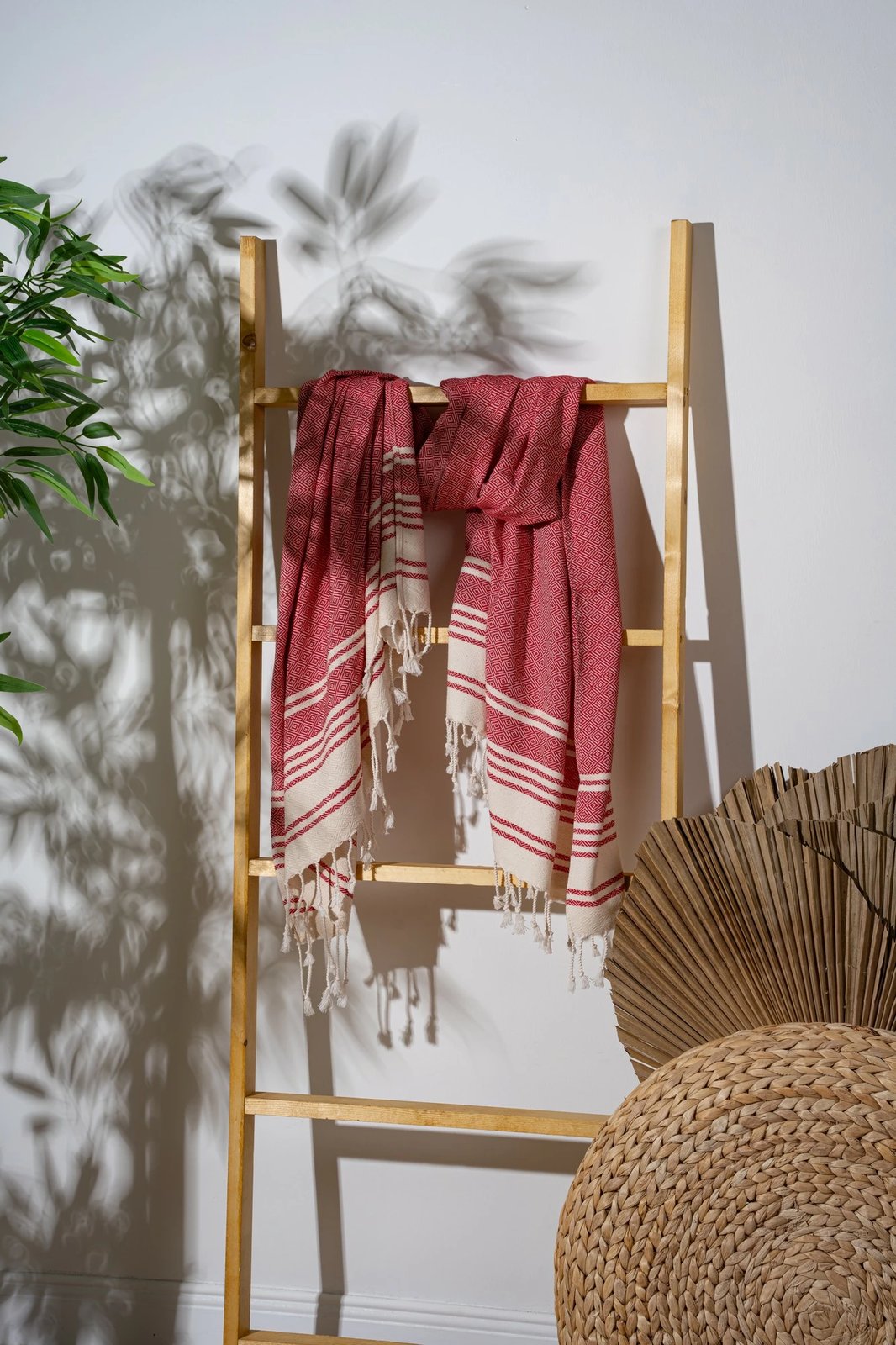 Peshqir plazhi Fouta, model New Diamond, ngjyrë e kuqe