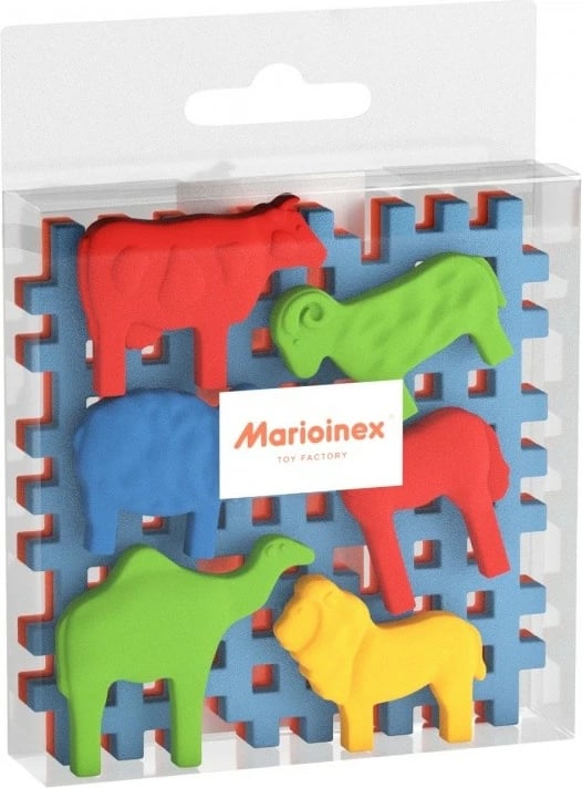 Set lodrash ndërtimi Marioinex Mini Waffle Blocks Animals me bazë, 8 pjesë, shumëngjyrëshe