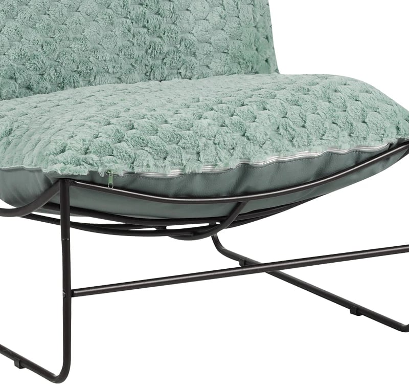 Fotelje Chopie, material stof, ngjyrë jeshile e çelët, këmbë të zeza, 77x90x83cm