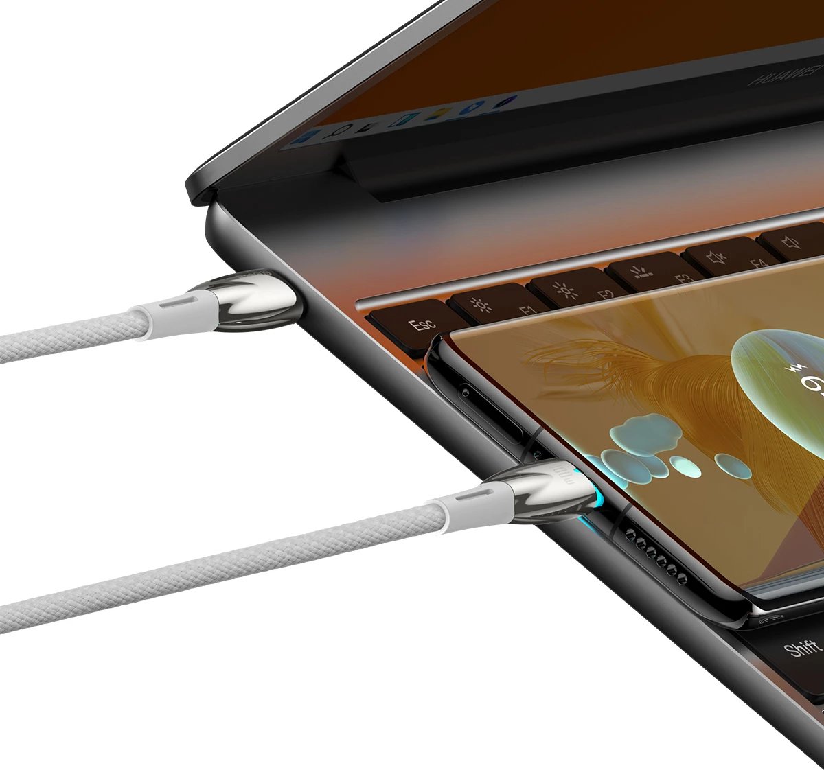 Kabllo USB-C Baseus CADH000802, 2m, 100W, 5A, e bardhë