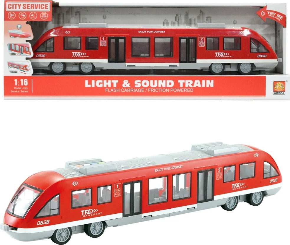 Lodër tramvaj ASKATO 121840, plastikë, me drita dhe tinguj, i kuq