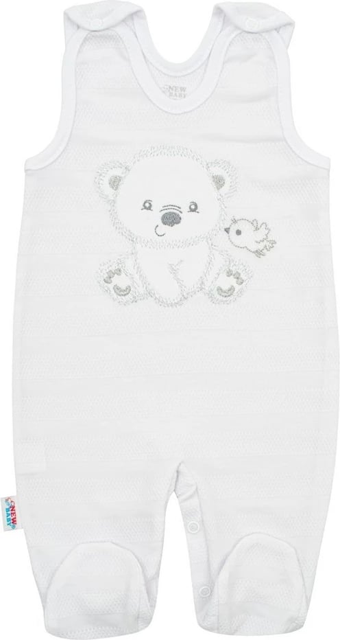 Set bebesh, New Baby, Sweet Bear, 100% pambuk, madhësia 62 (3-6m), e bardhë, set 4-copësh